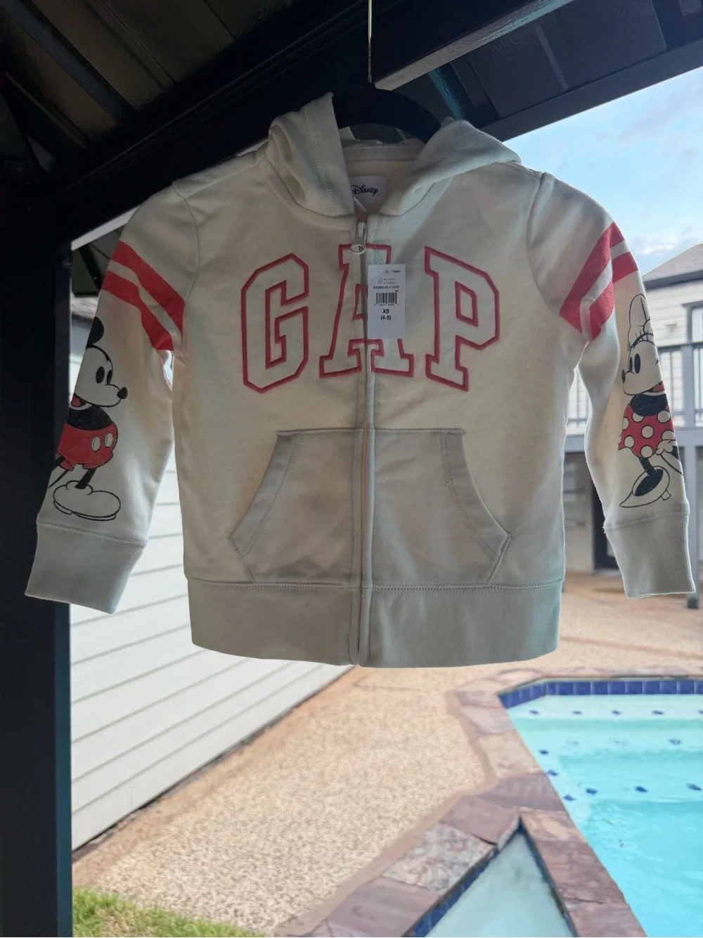 GAP Kids Cream Zip-Up Hoodie with Mickey & Minnie - Size XS 4-5 - New with tag